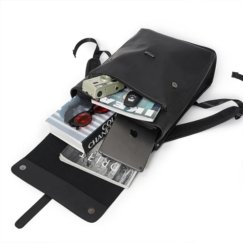 Vintage Men's Backpack Crazy Horse PU Backpack Men Outdoor Travel Large Capacity Student School Bag Computer Bag Male Backpacks
