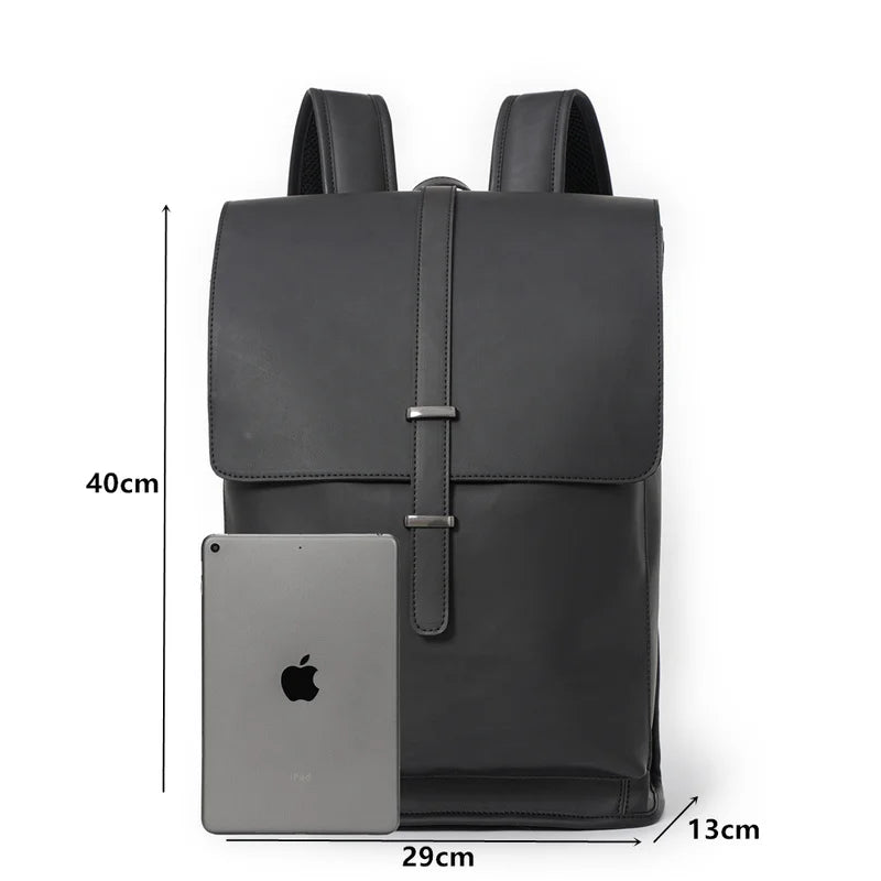 Vintage Men's Backpack Crazy Horse PU Backpack Men Outdoor Travel Large Capacity Student School Bag Computer Bag Male Backpacks
