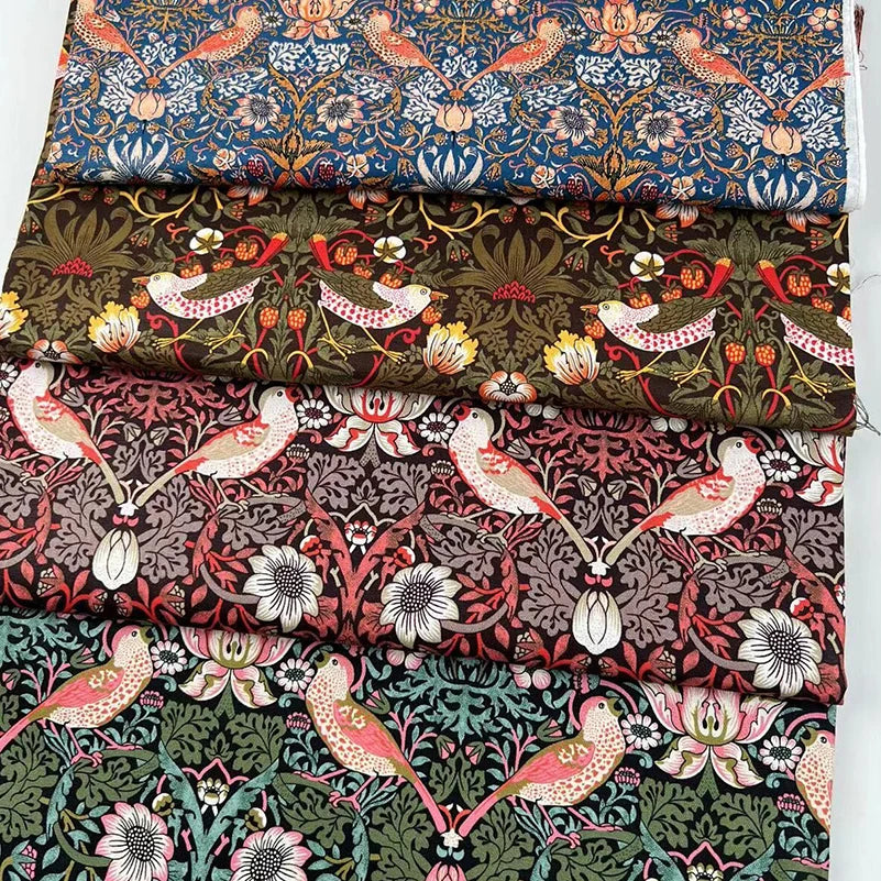 William Morris Textiles Vintage Flower Patterns 100% Cotton Fabric for Sewing Clothes Handbags DIY Handmade by Half Meter