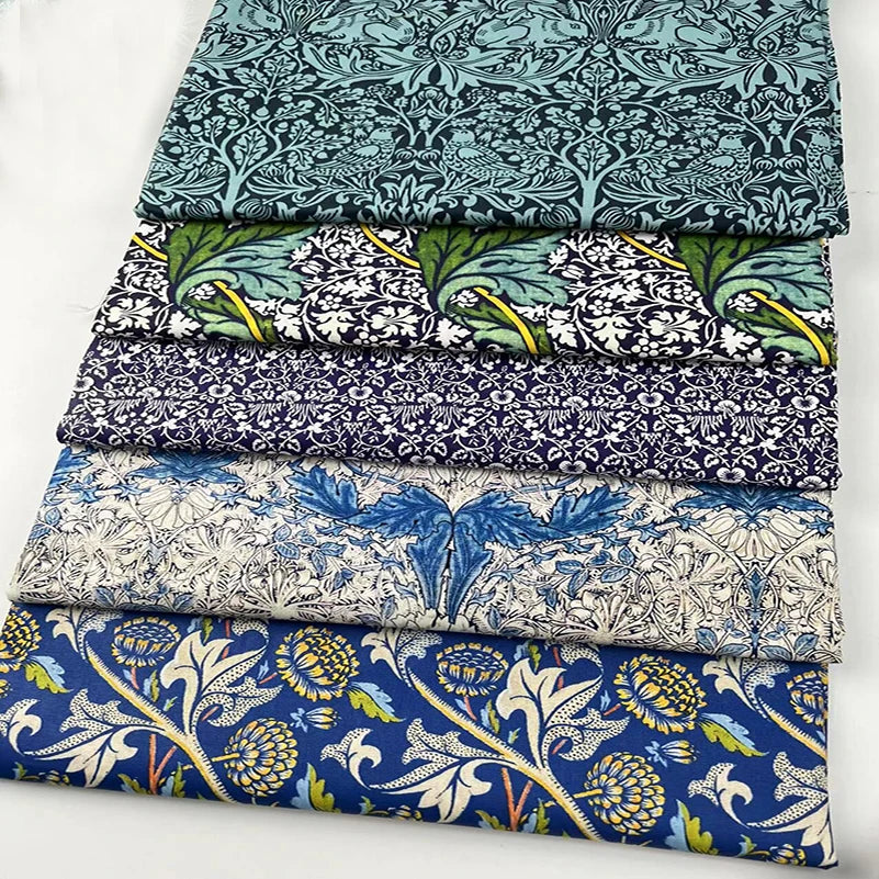 William Morris Textiles Vintage Flower Patterns 100% Cotton Fabric for Sewing Clothes Handbags DIY Handmade by Half Meter