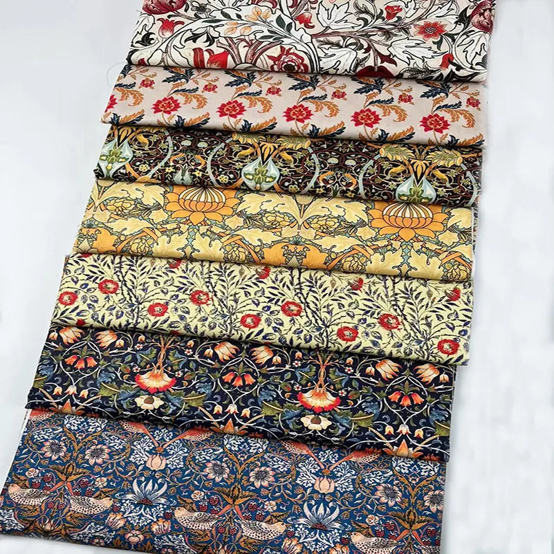 William Morris Textiles Vintage Flower Patterns 100% Cotton Fabric for Sewing Clothes Handbags DIY Handmade by Half Meter