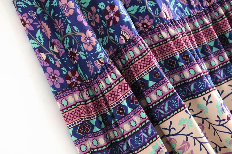 Vintage Floral Purple Multicolor Print on an Easy Breezy, Spaghetti Strap, Bohemian Dress