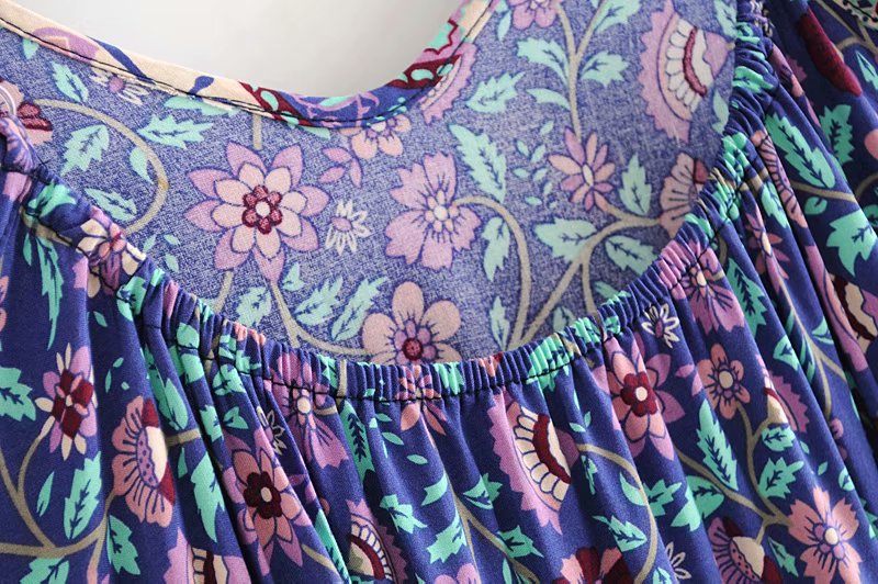 Vintage Floral Purple Multicolor Print on an Easy Breezy, Spaghetti Strap, Bohemian Dress