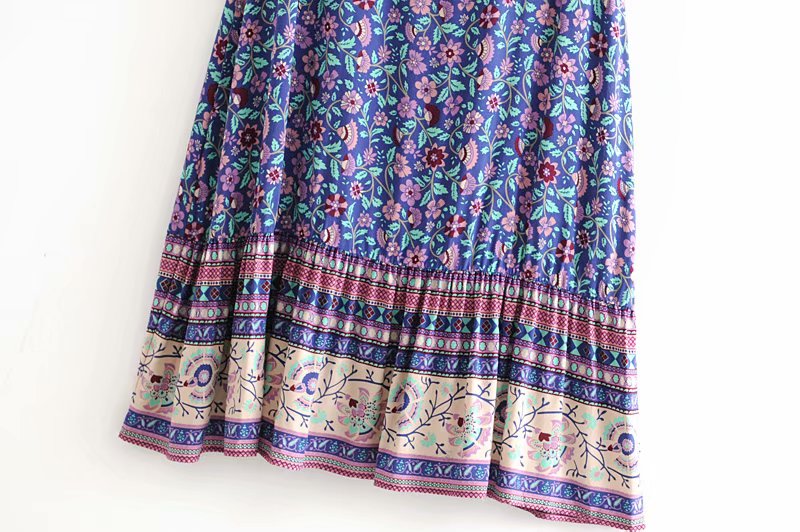 Vintage Floral Purple Multicolor Print on an Easy Breezy, Spaghetti Strap, Bohemian Dress