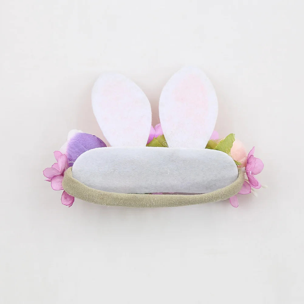 Easter Day Baby Headband Rabbit Ear Newborn Photography Props Boy Girl Nylon Hair Bands Artificial Flower Festival Headwrap