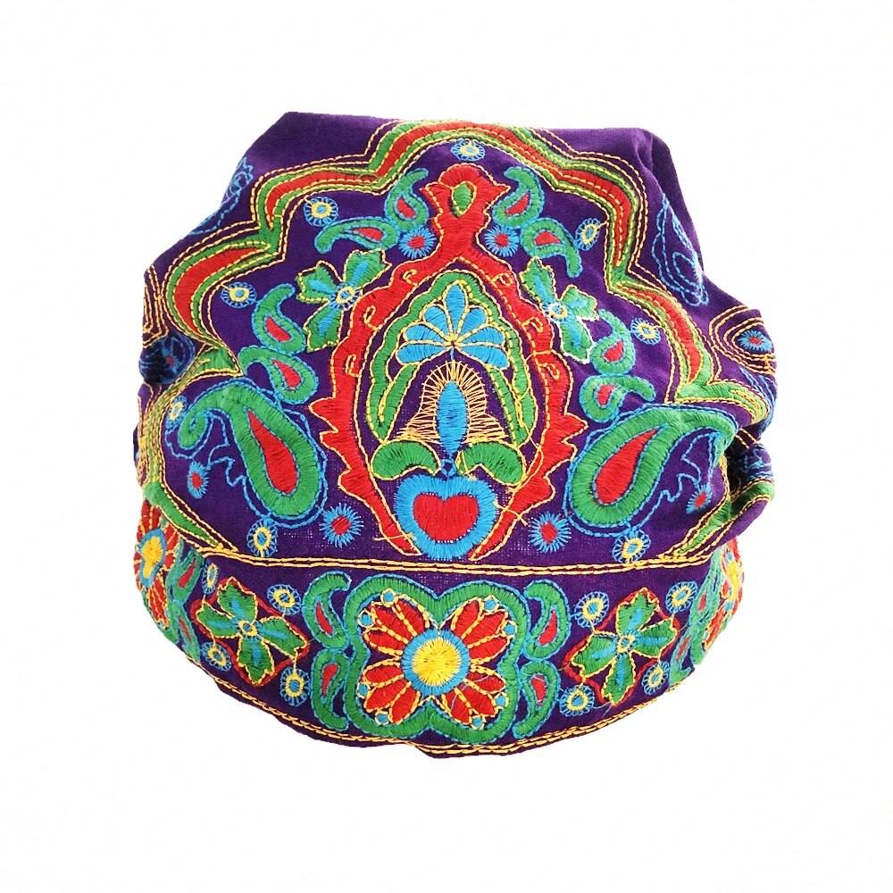 Women Mexican Style Ethnic Vintage Embroidery Flowers Bandanas Red Print Hat