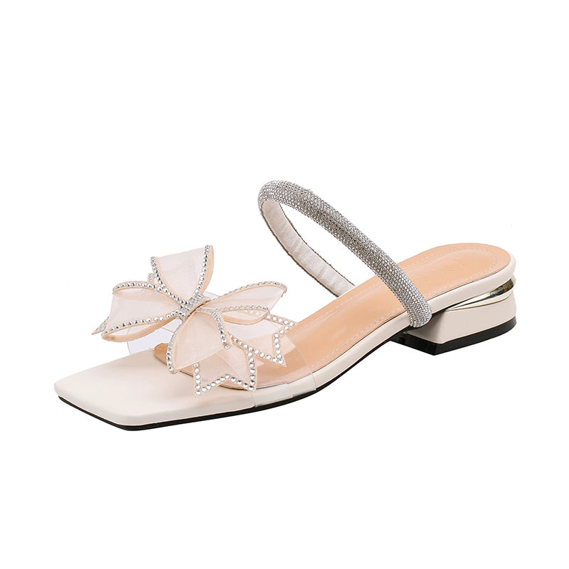 Low Heel, Rubber Sole, Slip-On Fashion Sandals with