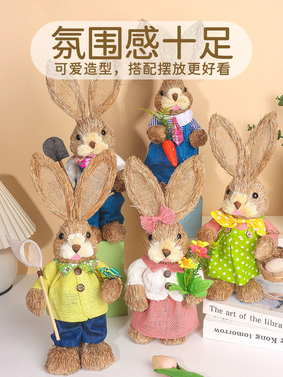 Children's Handmade Straw Woven Rabbit Material Kit Matching Handmade DIY Kindergarten Creative Activities Girls' Toys