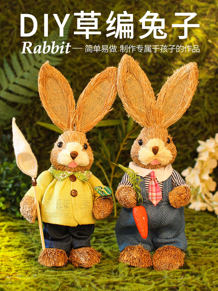 Children's Handmade Straw Woven Rabbit Material Kit Matching Handmade DIY Kindergarten Creative Activities Girls' Toys