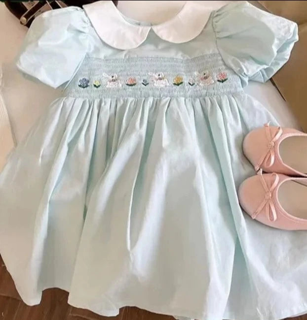 Handmade Smocked and Embroidered Easter Dress for Age 2-6 $30-$38.