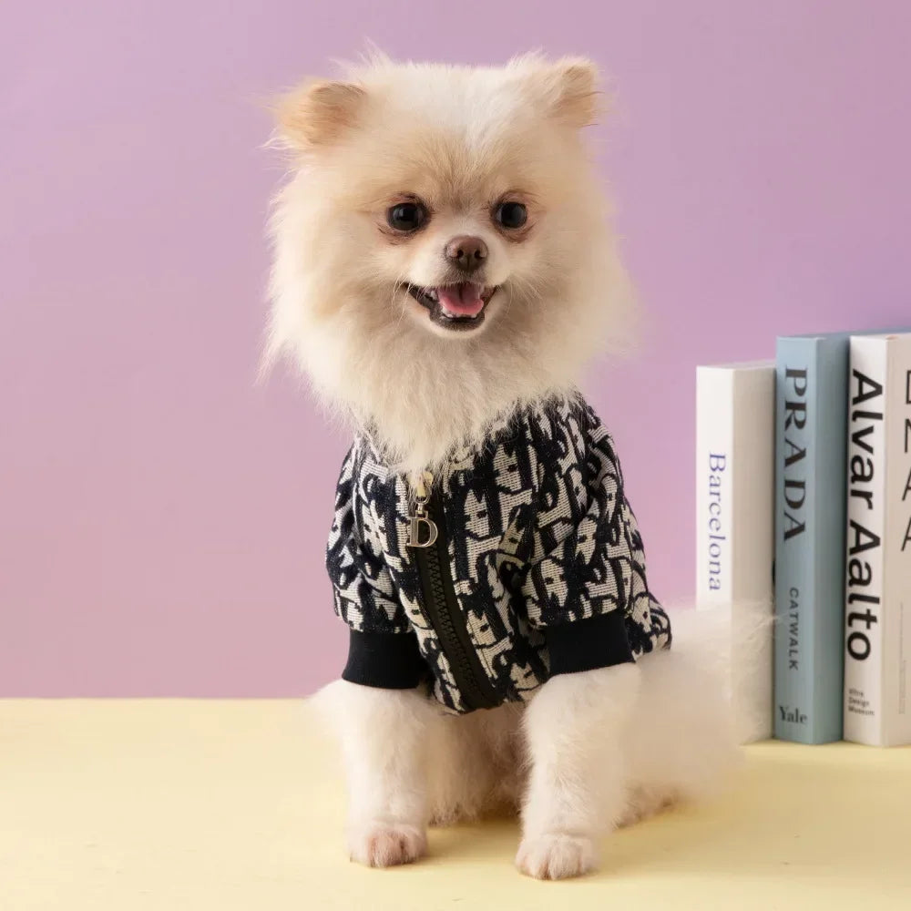 Upgrade your Pomeranian or French Bulldog's Style Game with our Chic & Luxurious Dog Jacket.  Order now and give your furry friend the ultimate fashionable outerwear!