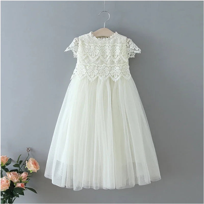 Flower Girl Dress for Wedding Evening Elegant Kids Birthday Party Princess Dress Lace Tulle Kids Clothes Summer Dress for Girls