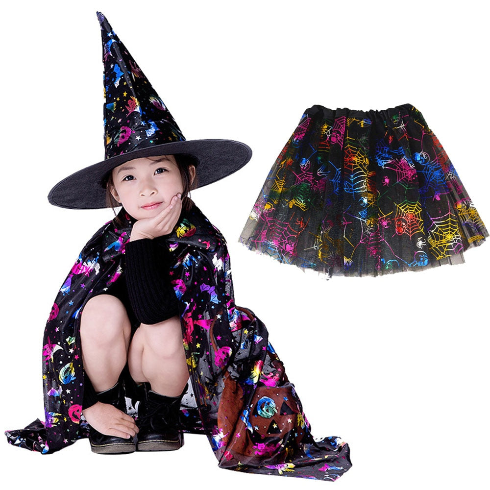 Masquerade Costume Wizard Witch Cloak Cape Robe With Hat For Show Play s Magic Wands Baby Kids  Children  Halloween