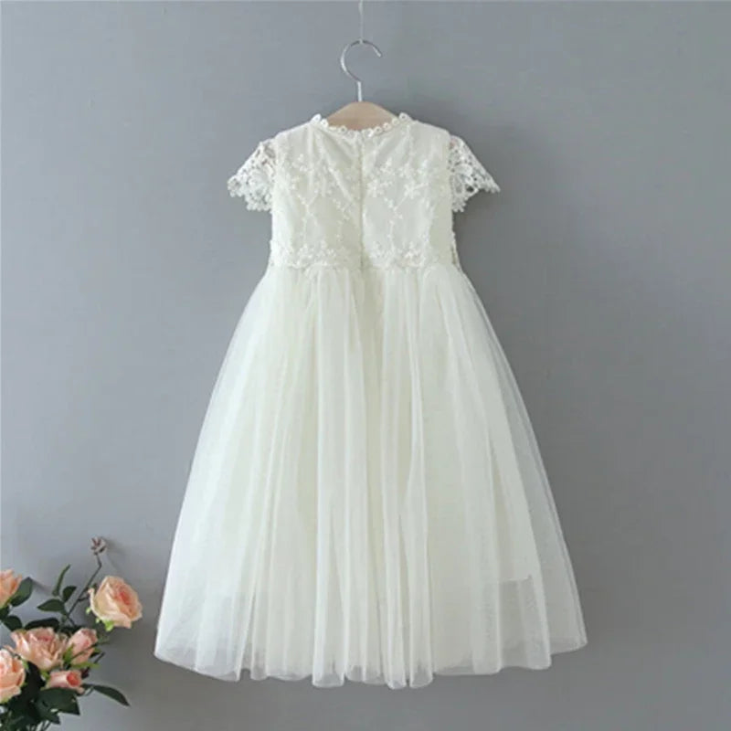 Flower Girl Dress for Wedding Evening Elegant Kids Birthday Party Princess Dress Lace Tulle Kids Clothes Summer Dress for Girls