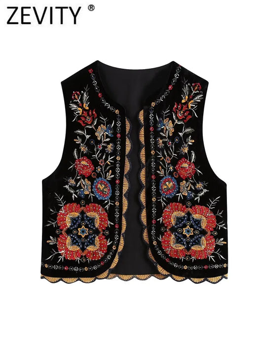 Vintage Style Vests, Embroidered in Traditional Designs. Casual Velvet Waist Coats in two colors: Red and Black with other colors.