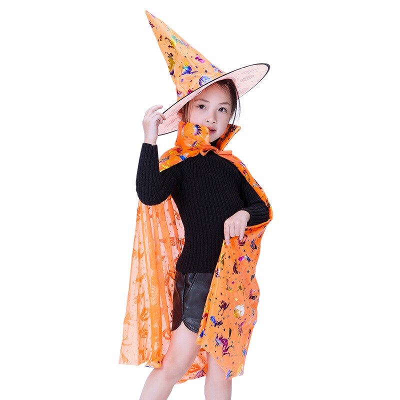 Masquerade Costume Wizard Witch Cloak Cape Robe With Hat For Show Play s Magic Wands Baby Kids  Children  Halloween