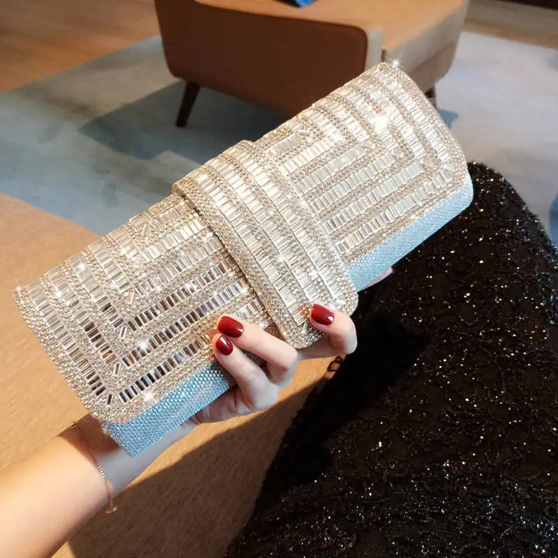 Factory Direct Sales Stick Diamond Three Discount Dinner Bag Hand Armpit Chain Wedding Party Crystal Evening Clutch Bag