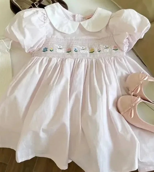 Handmade Smocked and Embroidered Easter Dress for Age 2-6 $30-$38.