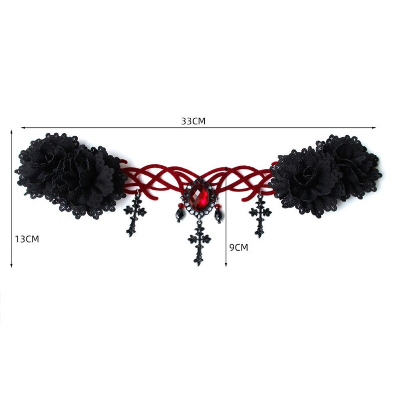 Gothic Floral Headpiece Halloween Headbands Vampire Cosplay Headdress Hair Clip Masquerade Cosplay Headbands for Women and Girls