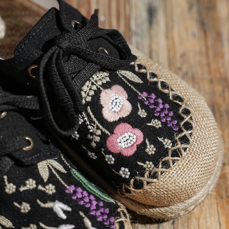 Pretty and Comfortable Walking Shoes! Handmade, Embroidered, Canvas Sneakers. Flowers in nature style Embroidery, Lavender.