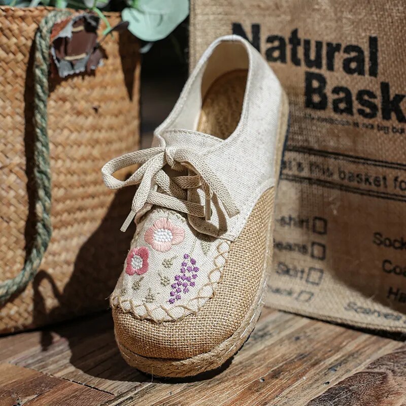 Pretty and Comfortable Walking Shoes! Handmade, Embroidered, Canvas Sneakers. Flowers in nature style Embroidery, Lavender.