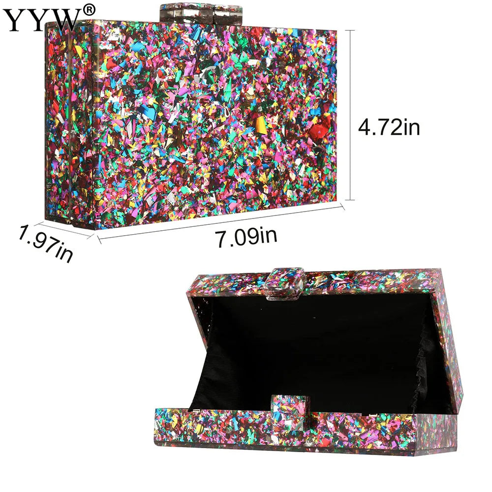 New Wallet Stylish Multi-Color Sequin Evening Bag Luxury Women Bridal Party Prom Blingbling Wedding Clutch Purse Acrylic Handbag