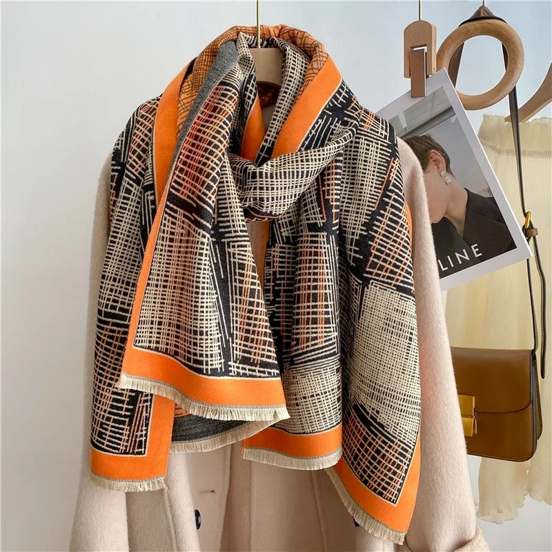 New Luxury Design Winter Cashmere Style Wraps/Shawls Jacquard Woven in Beautiful Colors