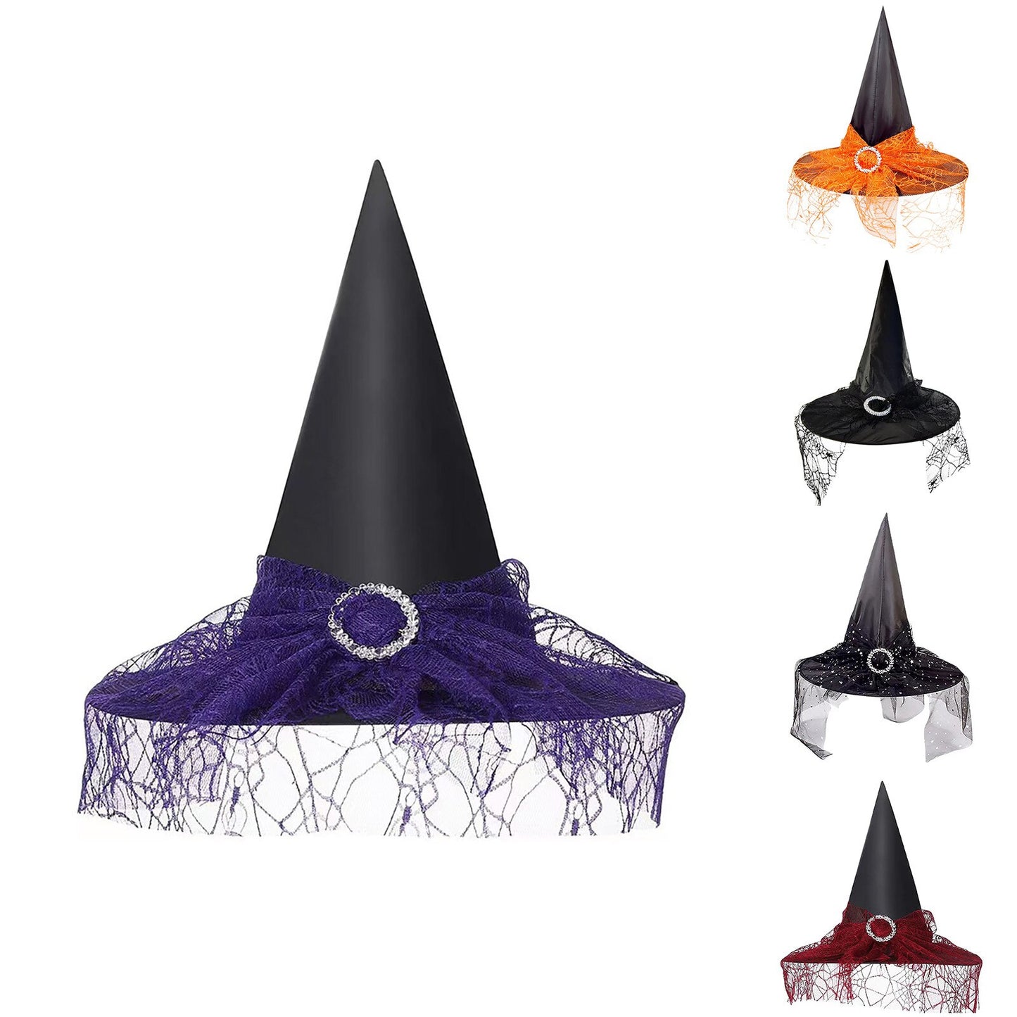 Halloween Vintage Witch Hats Lace Veils Witch Hats Halloween Cosplay Costume Accessories Party Supplies For Adults Kids