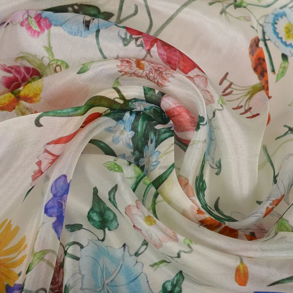 BYSIFA| White 100% Mulberry Silk Scarf Shawl Women New Floral Design Summer Long Beach Shawl Luxury Ladies Neck Scarves Hijabs