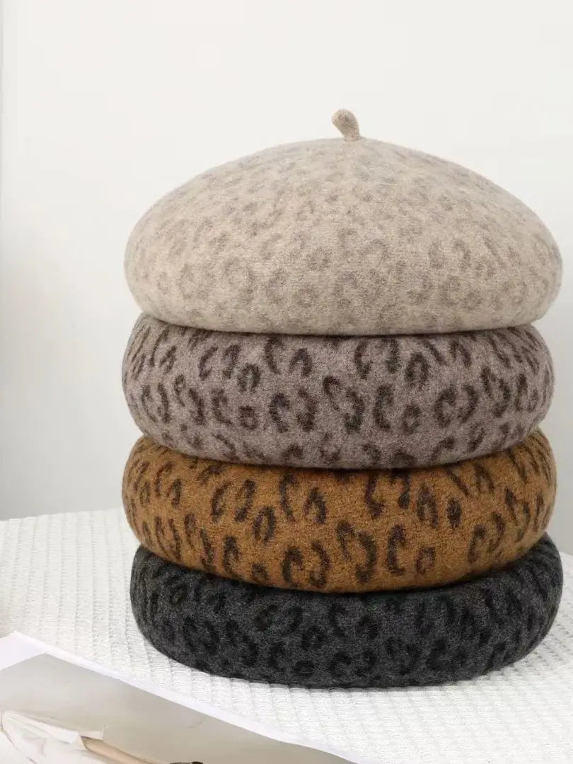 New Fun, Warm, and Elegant Leopard Print Berets in 4 colors. Top quality fashion design. 10" across at crown.