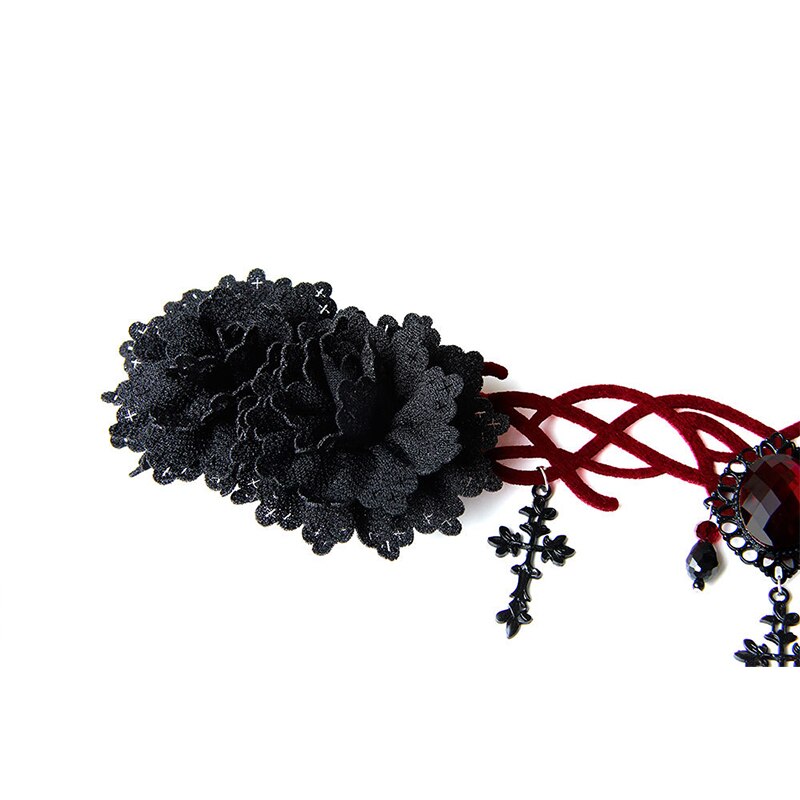 Gothic Floral Headpiece Halloween Headbands Vampire Cosplay Headdress Hair Clip Masquerade Cosplay Headbands for Women and Girls