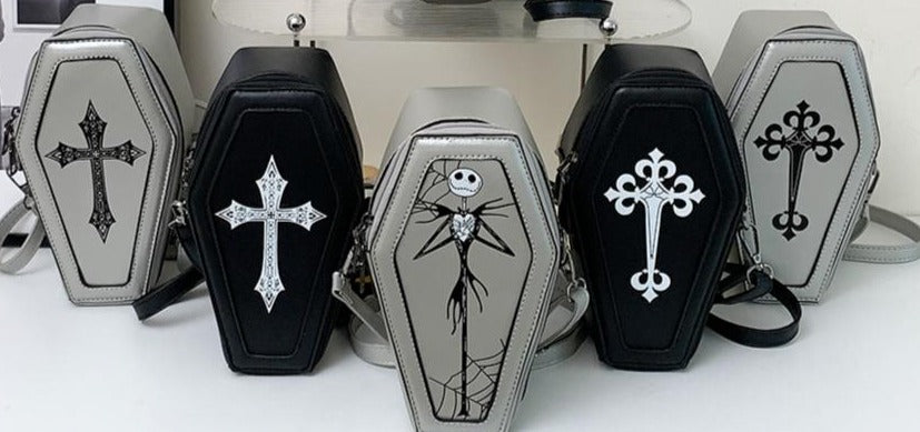 Five designs in Coffin Shaped Crossbody Purses