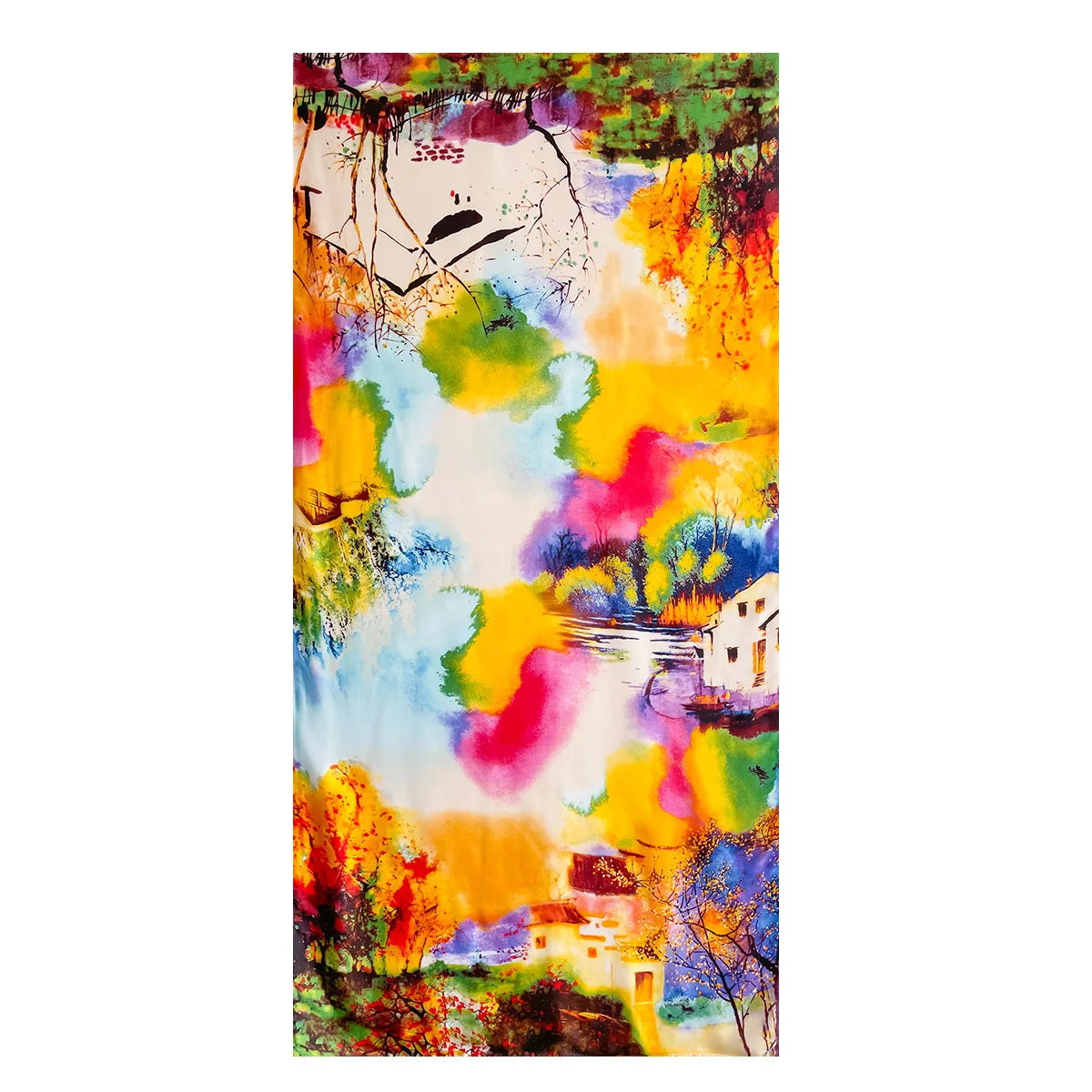 Four Seasons Silky Sun Protection. Extra large size, Fun! Nature design print Scarf. Great colors, really pops! 175cm/69" length.