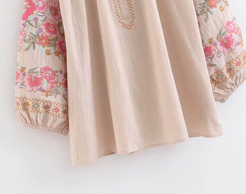 Vintage Chic Bohemian Tassel Top with Exquisite Floral Embroidery on Sleeves