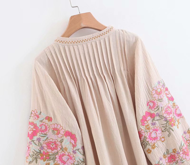 Vintage Chic Bohemian Tassel Top with Exquisite Floral Embroidery on Sleeves