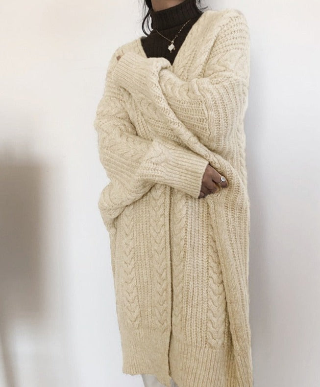 Ivory Cable Sweater Coat