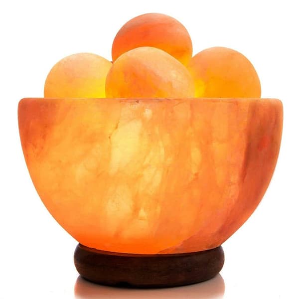 Himalayan Salt Sculpture Lamp - Shaped bowl with Six Massage Orbs