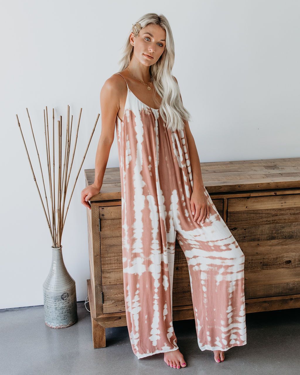 Hippie Tie-dye Loose-fitting Jumpsuit with Pockets!