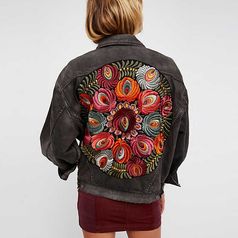 Gypsy Lady Floral Embroidered Denim Jacket. Casual Chic Bohemian Fabness!