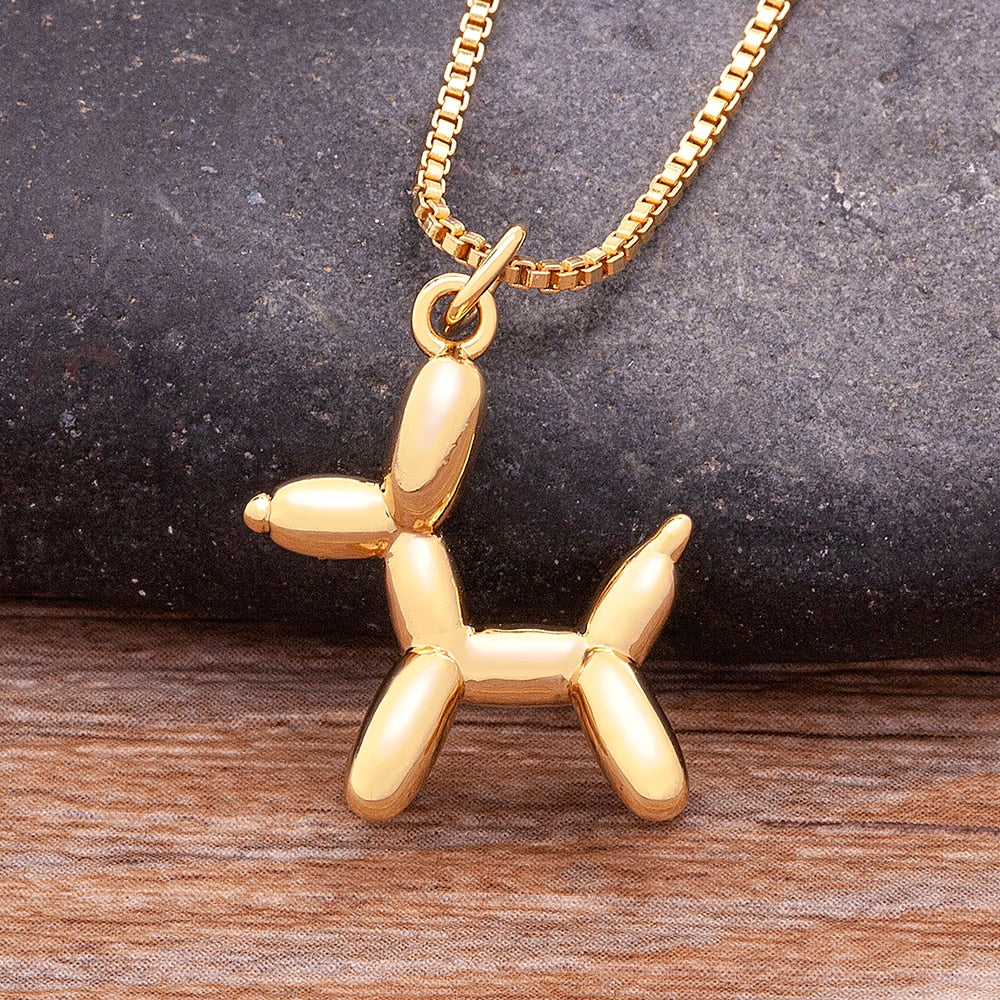 Balloon Poodle Pendant/Charm on Box Chain