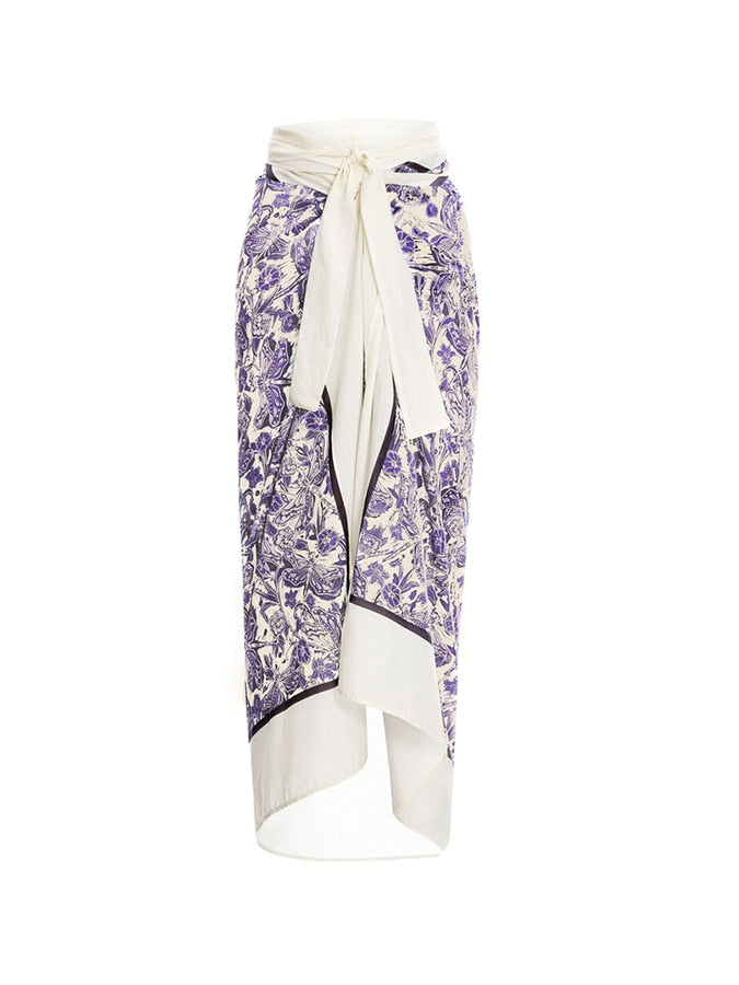 Purple Naturalist Print of Dragonflies on White Tankini & Bikini with matching Wrap Skirt  - Three items Sold Separately