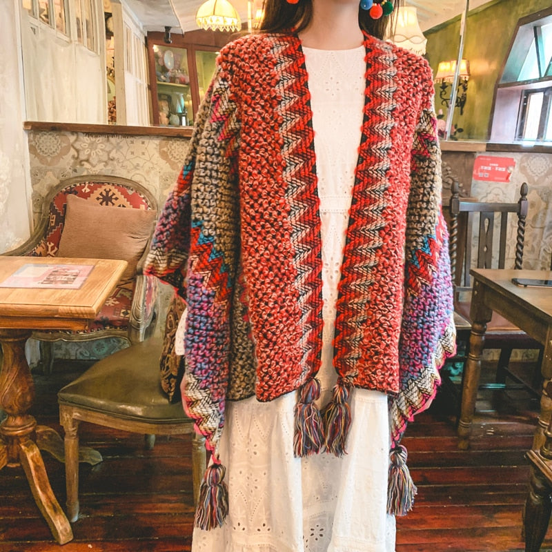 Indie Chic Multi-colored Knit Wraps in Two Colorways.