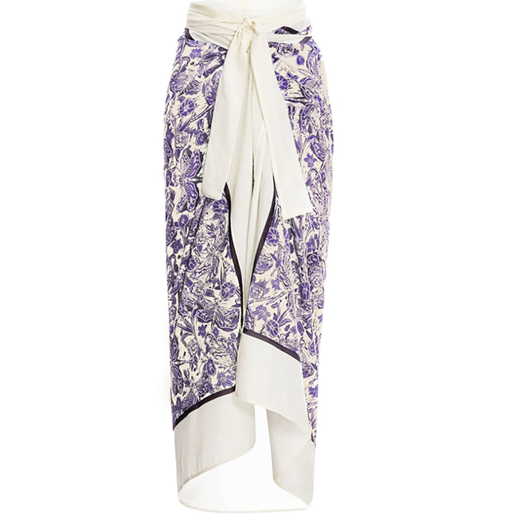 Purple Naturalist Print of Dragonflies on White Tankini & Bikini with matching Wrap Skirt  - Three items Sold Separately